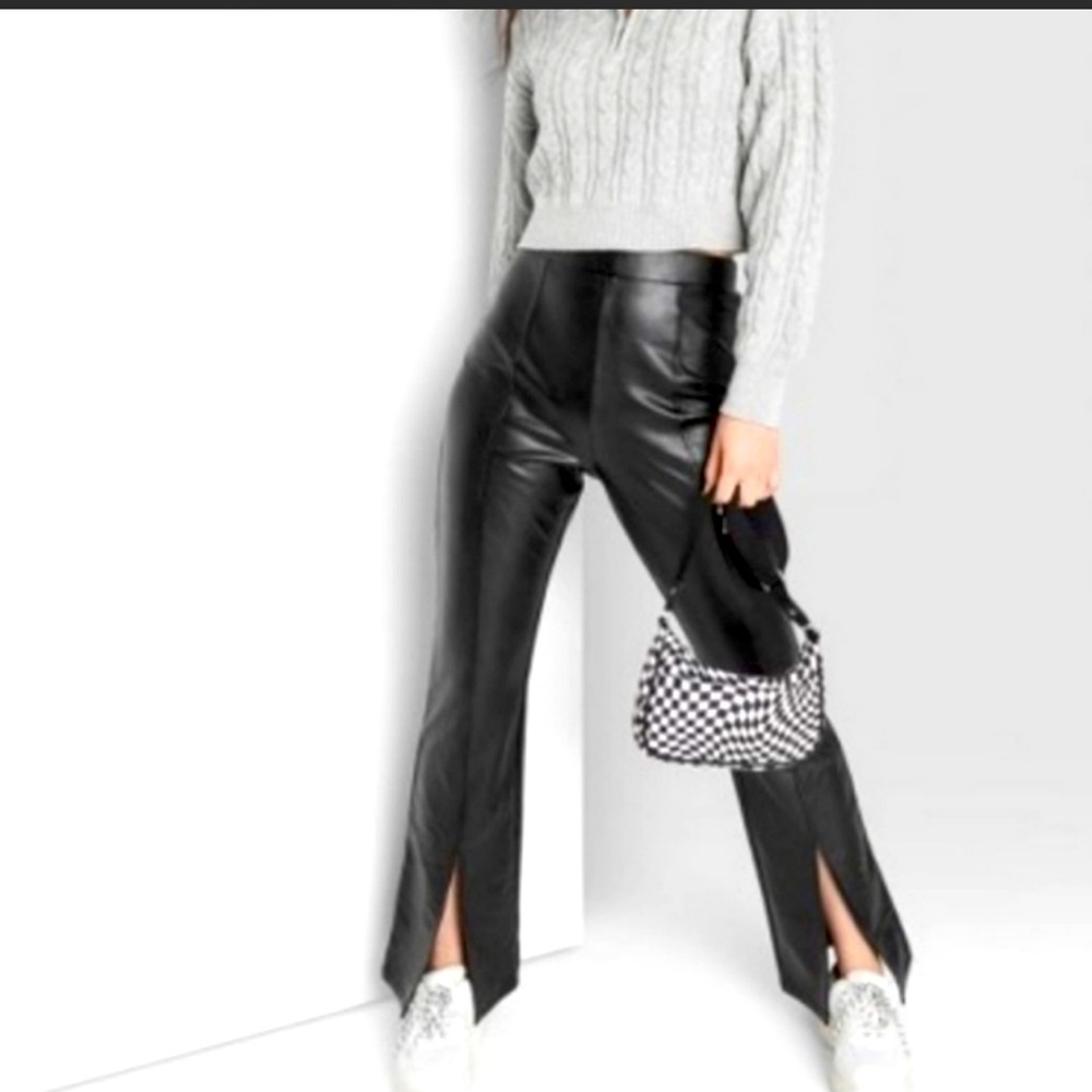 Wild Fable Faux Leather High waisted Split front pants